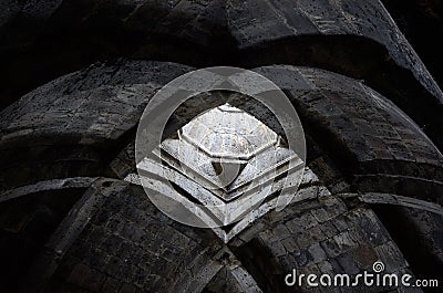 Arched ceiling of ancient christian church with, Armenia Stock Photo