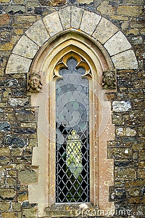 Arched church window Stock Photo