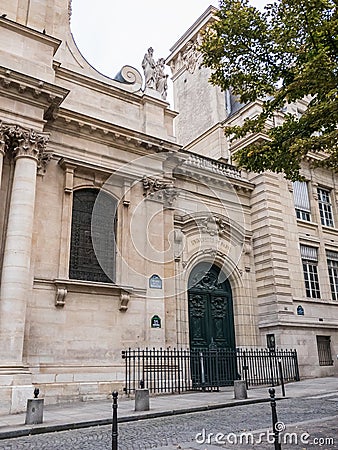 Arched doorway, Sorbonne, Universites de Paris Editorial Stock Photo