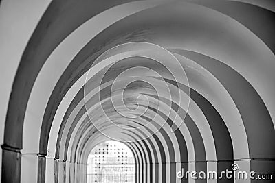 Arched entrance in Black and White Stock Photo