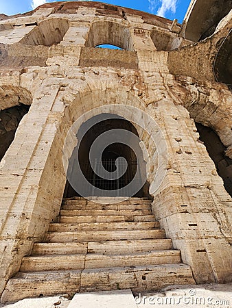 Arched entrance of the Colosseum of Rome, Italy Editorial Stock Photo
