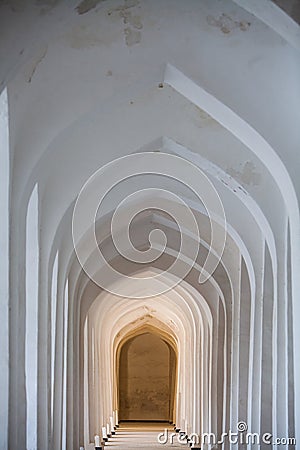 Arched hallway perspective in Bukhara, Uzbekisan. Stock Photo