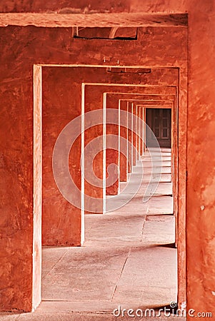 Arched passage in Charbagh, or Mughal gardens Stock Photo