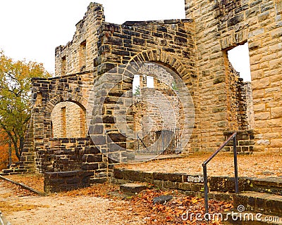 Arched passage of the South Side of the HaHa Tonka Castle Stock Photo