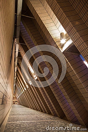 Arched tunnel outside the Hong Kong Cultural Centre Stock Photo