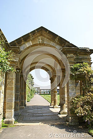 Arched way at the garden of Hever castle in Hever near Edenbridge, Kent, England Stock Photo