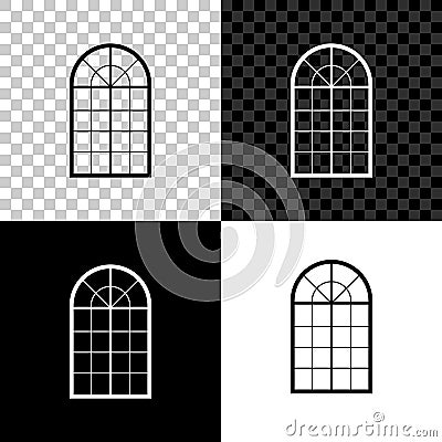 Arched window icon isolated on black, white and transparent background. Vector Vector Illustration