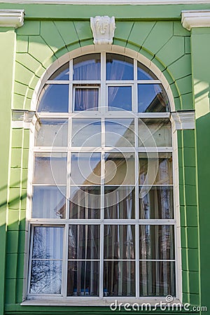 Arched window with reflection. Stock Photo