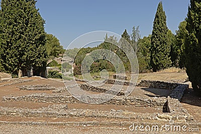 Ruins in nature of Italica, Roman city in the province of Hispania Baetica Stock Photo