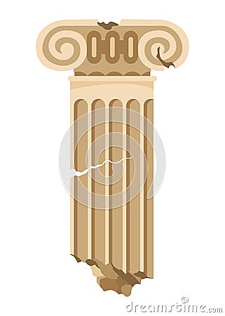 Archeology icon. Ancient artifact, graphic element of antiquity for mobile game, column object. Greek or egypt Vector Illustration