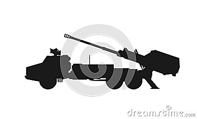 Archer self propelled howitzer icon. army artillery system. vector image for military concepts and web design Vector Illustration