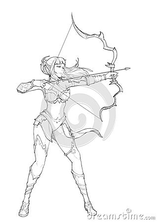 The Archer Sketch of the Medieval Fantasy World Stock Photo