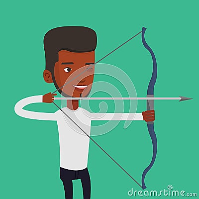 Archer training with the bow vector illustration. Vector Illustration