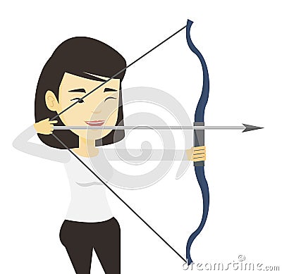 Archer training with the bow vector illustration. Vector Illustration