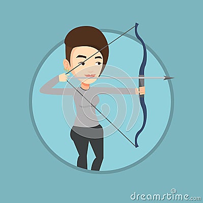 Archer training with the bow vector illustration. Vector Illustration