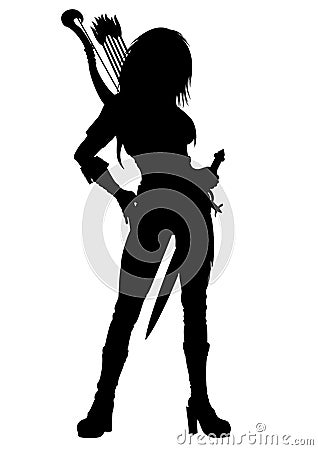 Archer woman silhouette Stock Photo