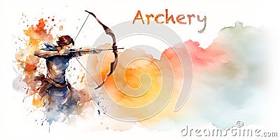 ARCHERY - Colourful watercolour web banner for Olympic Archery Stock Photo