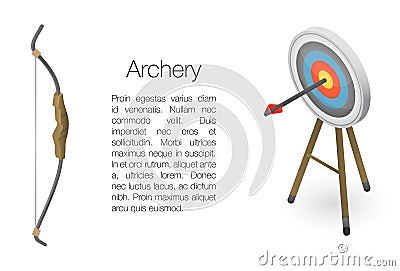 Archery concept banner, isometric style Vector Illustration