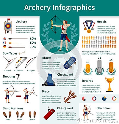 Archery Flat Infographics Vector Illustration