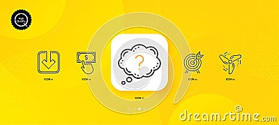Archery, Question mark and Load document minimal line icons. For web application, printing. Vector Vector Illustration
