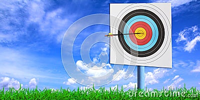 Archery target with arrow Stock Photo