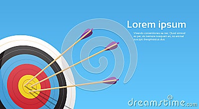 Archery Target With Arrows Archer Sport Game Competition Vector Illustration