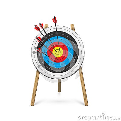 Archery target with arrows isolated on white background. Vector poster or banner template Vector Illustration