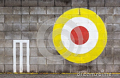 The Archery target on concrete wall Stock Photo