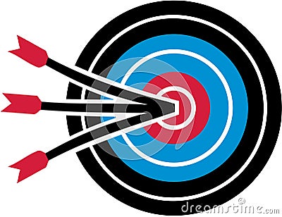 Archery target with three arrows Vector Illustration