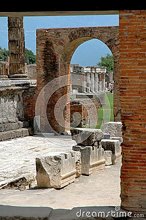 Arches & Columns In Pompeii, Italy Stock Photo