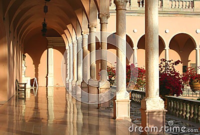 Arches and Columns of southern mansion Stock Photo
