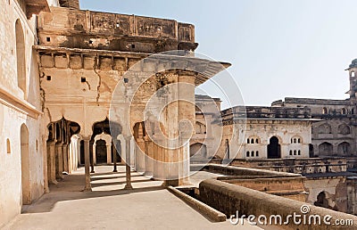 Arches and corridors inside ancient structure of 17th century, India Stock Photo