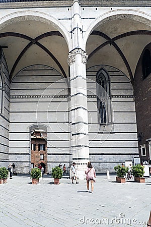 Arches of the facade of the Siena Duomo Editorial Stock Photo