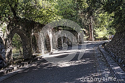 Arches in the Grounds of the Mon Repose Palace in Corfu Greece Editorial Stock Photo