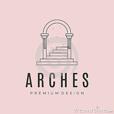 arches with ladder and star line art Vector Illustration
