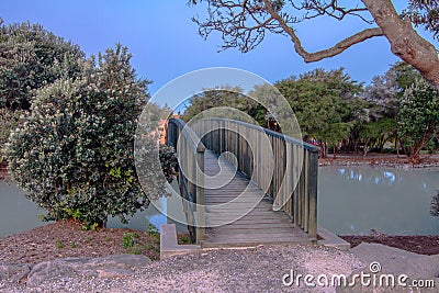 Walking Bridge of Wood Stock Photo