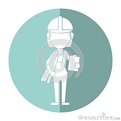 Architec woman plans clipboard shadow Vector Illustration