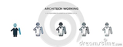 Architech working icon in different style vector illustration. two colored and black architech working vector icons designed in Vector Illustration