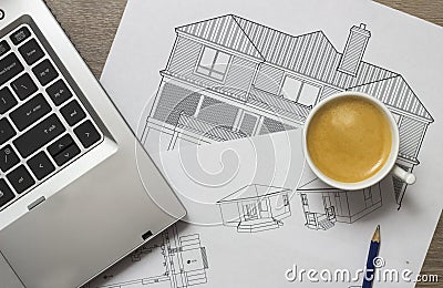 Architect blueprints Stock Photo