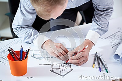 Architect designing the building. Stock Photo