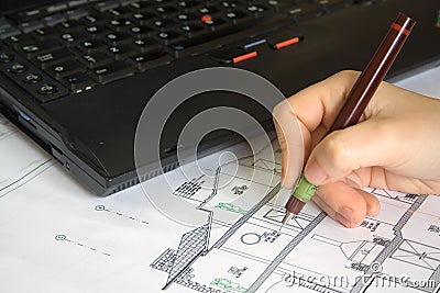 Architect Drawing Stock Photo