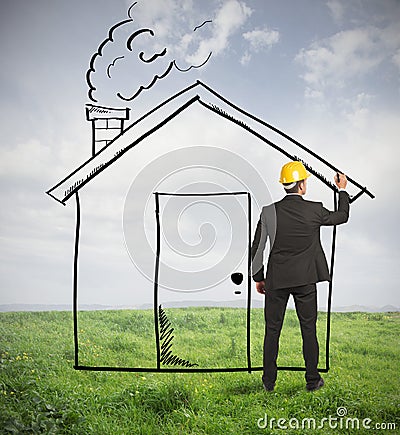 Architect drawing home Stock Photo