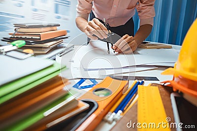 Architect engineering worker working in office. Stock Photo