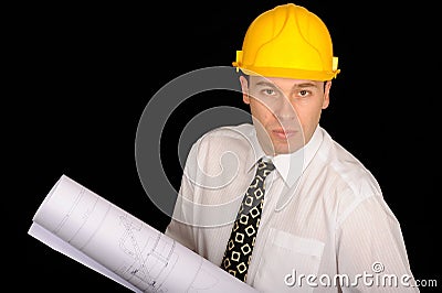 Architect with floor plans Stock Photo