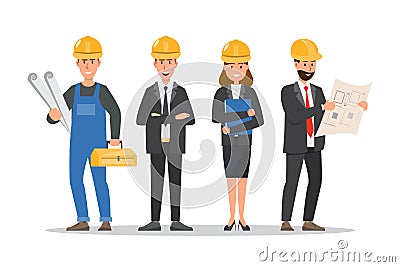 architect, foreman, engineering construction worker in different characte Vector Illustration