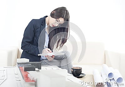 Architect girl working Stock Photo