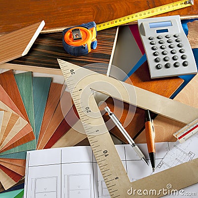 Architect interior designer carpenter Stock Photo