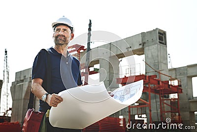 Architect Outdoors Working Construction Site Concept Stock Photo