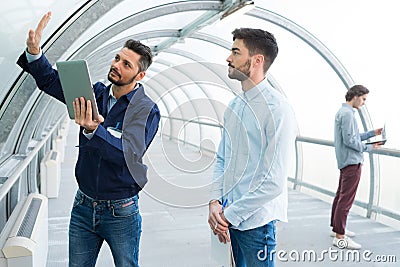 Architect and structural engineer talking Stock Photo