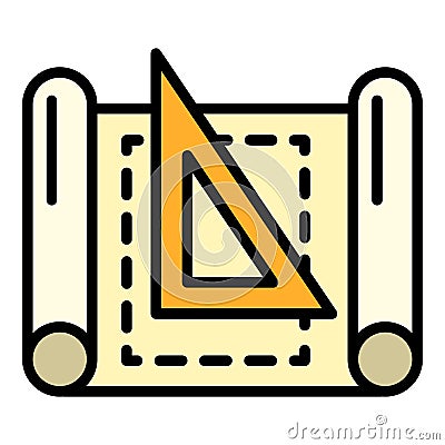 Architect triangle paper icon, outline style Vector Illustration